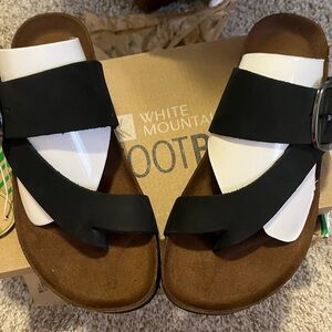 White Mountain Black and Brown Sandals